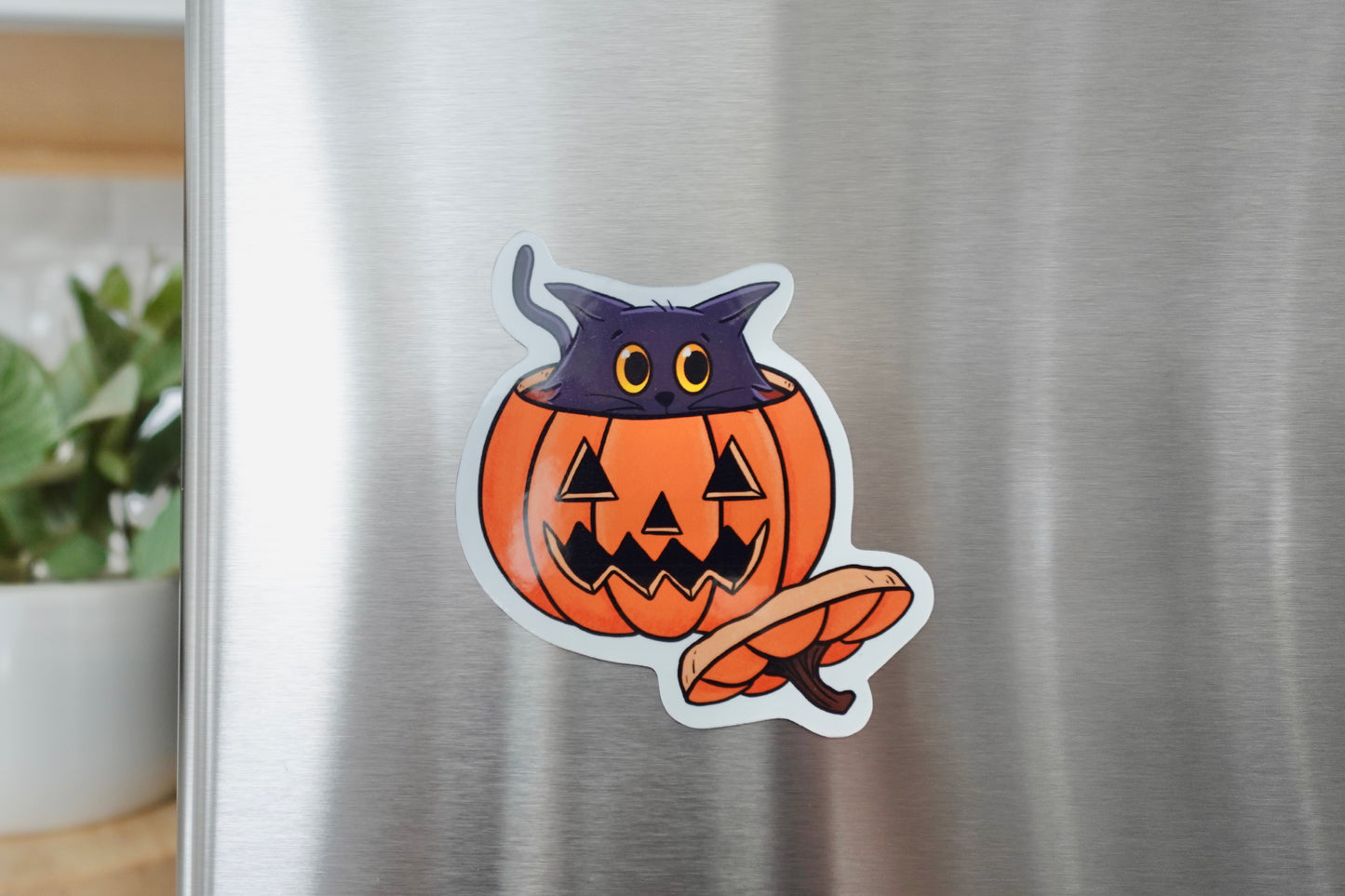 Jack-o’-lantern Cat Magnet