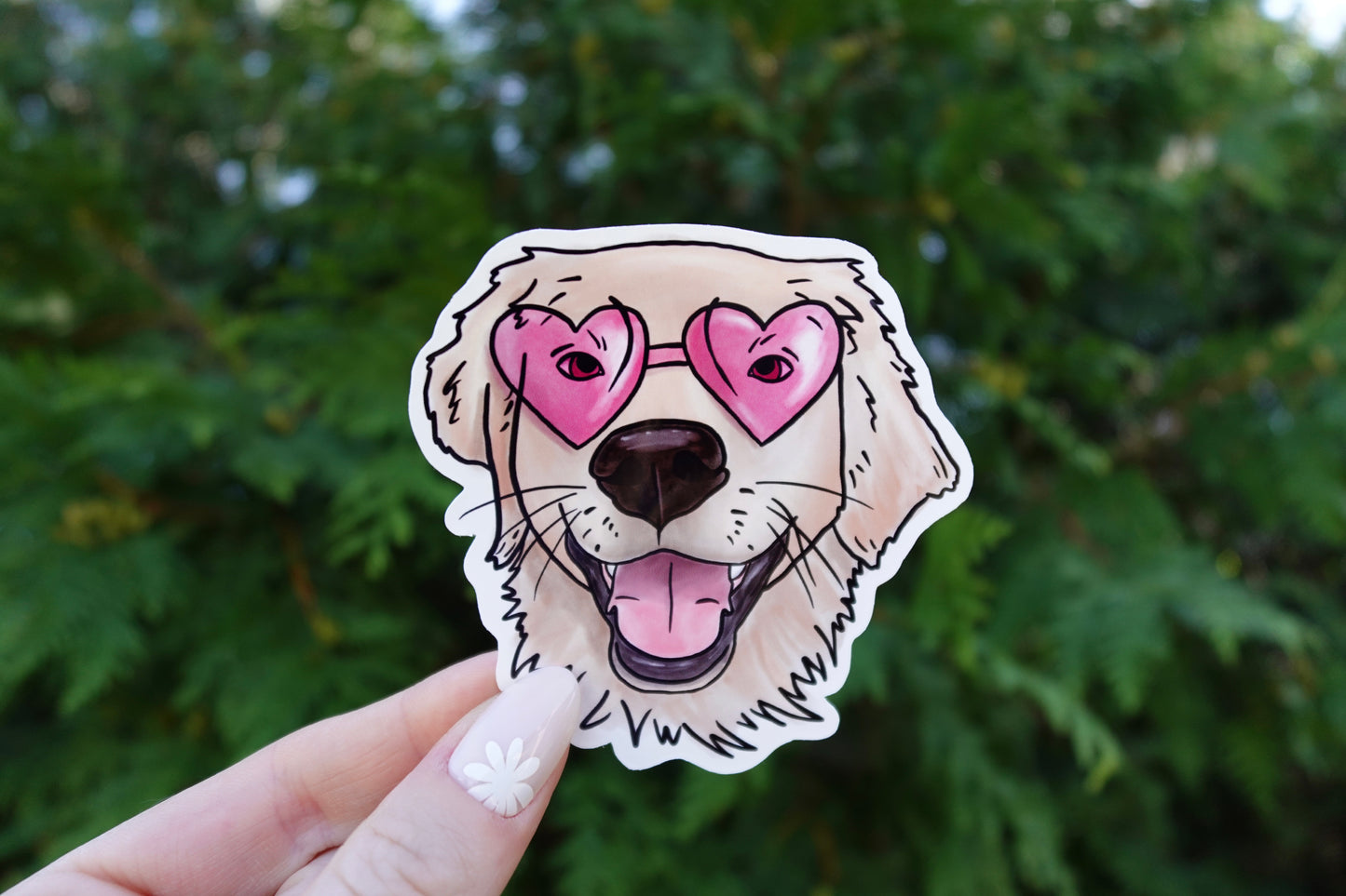 Golden Retriever Heart Sunglasses Sticker