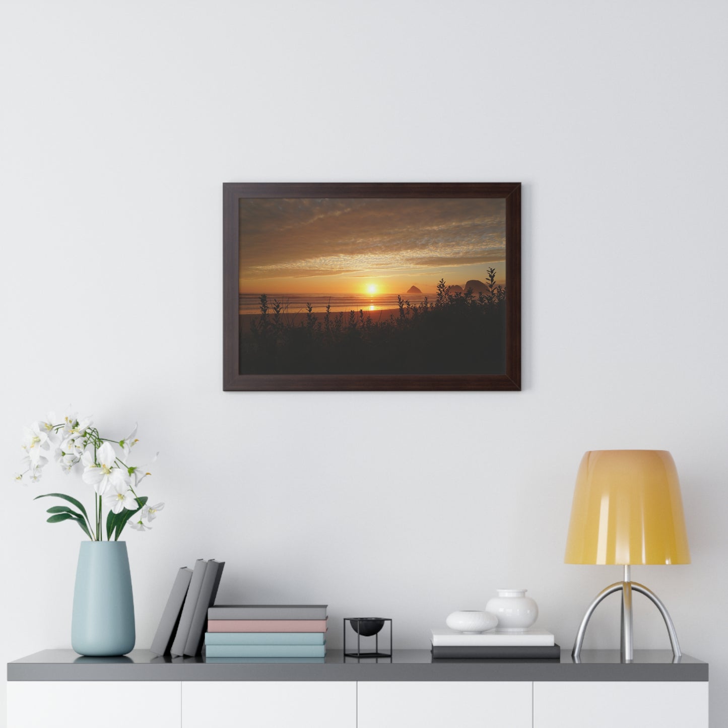 Framed Poster: Oregon Ocean Sunset