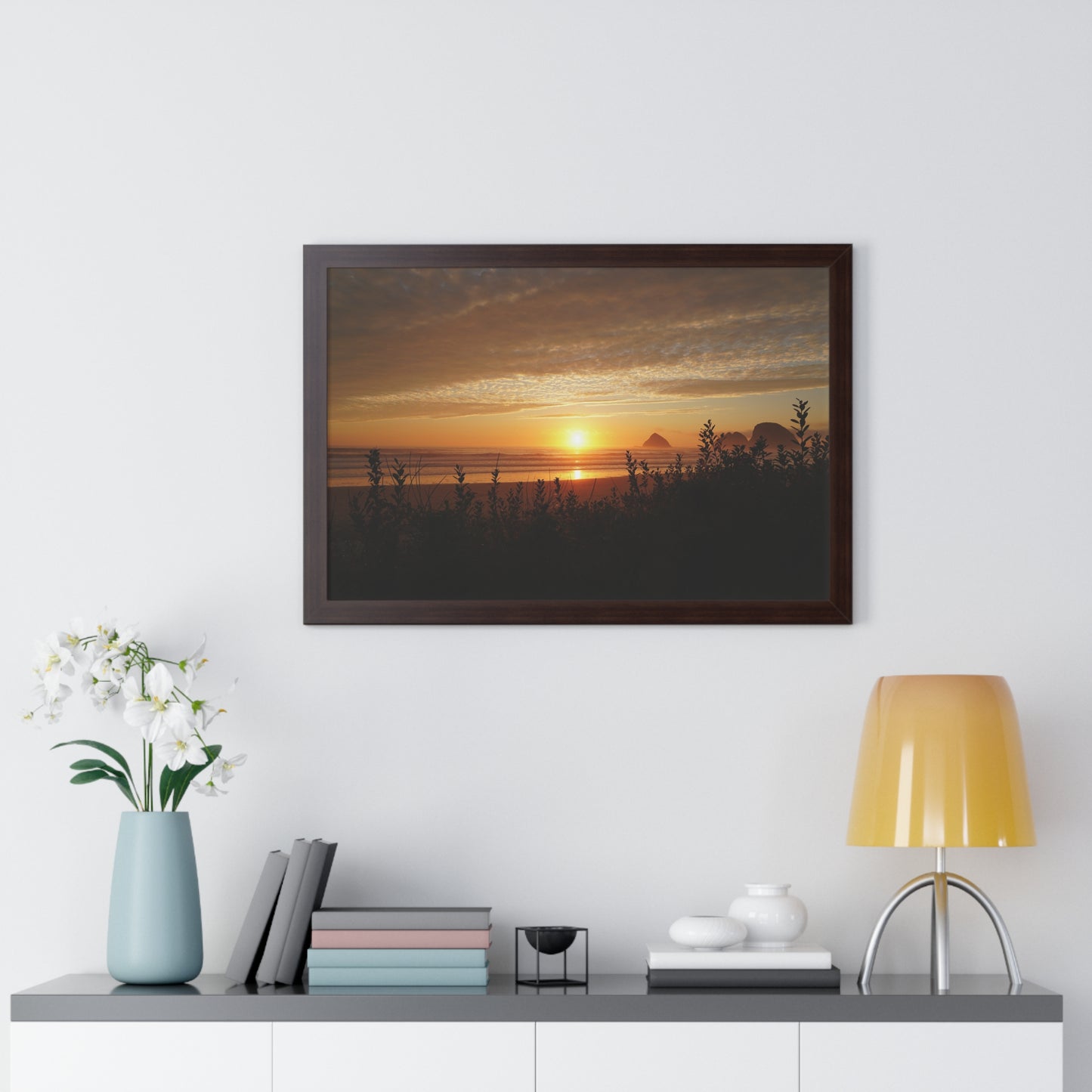 Framed Poster: Oregon Ocean Sunset