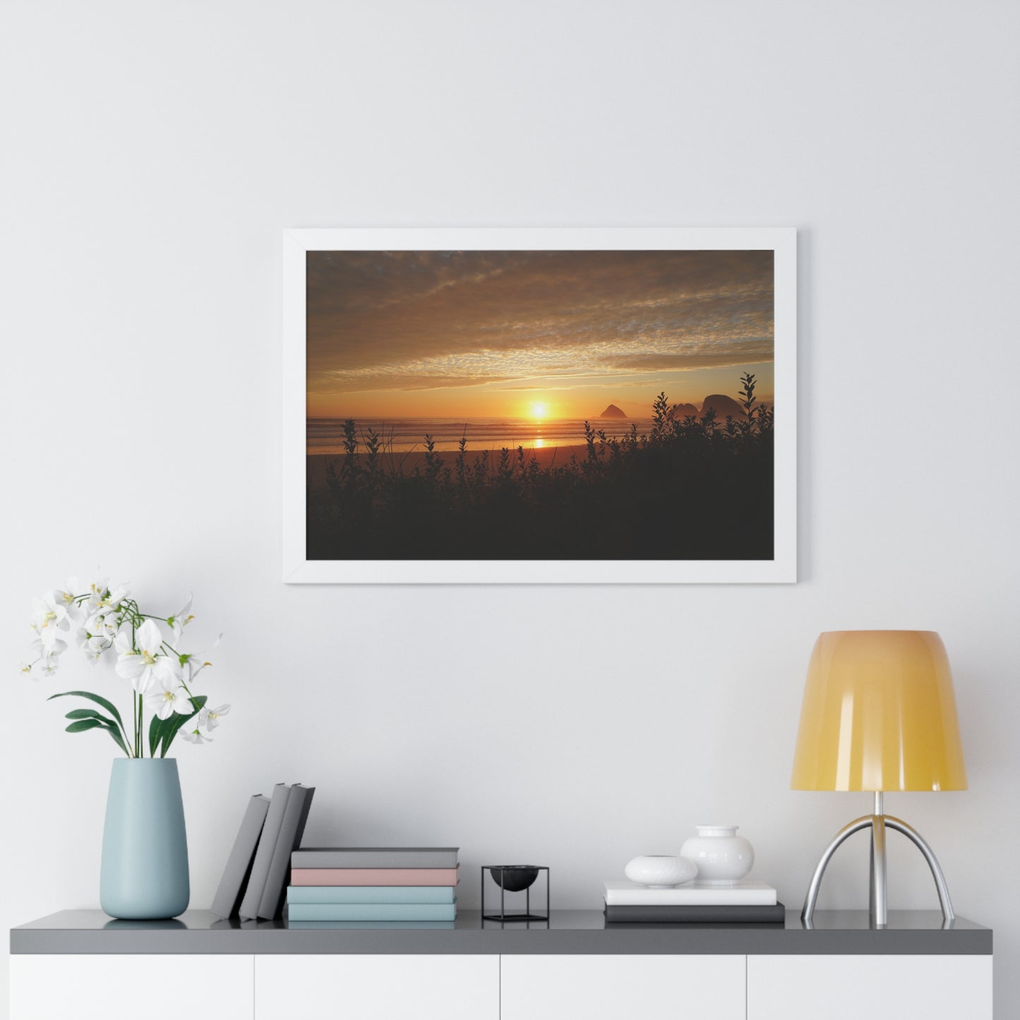 Framed Poster: Oregon Ocean Sunset