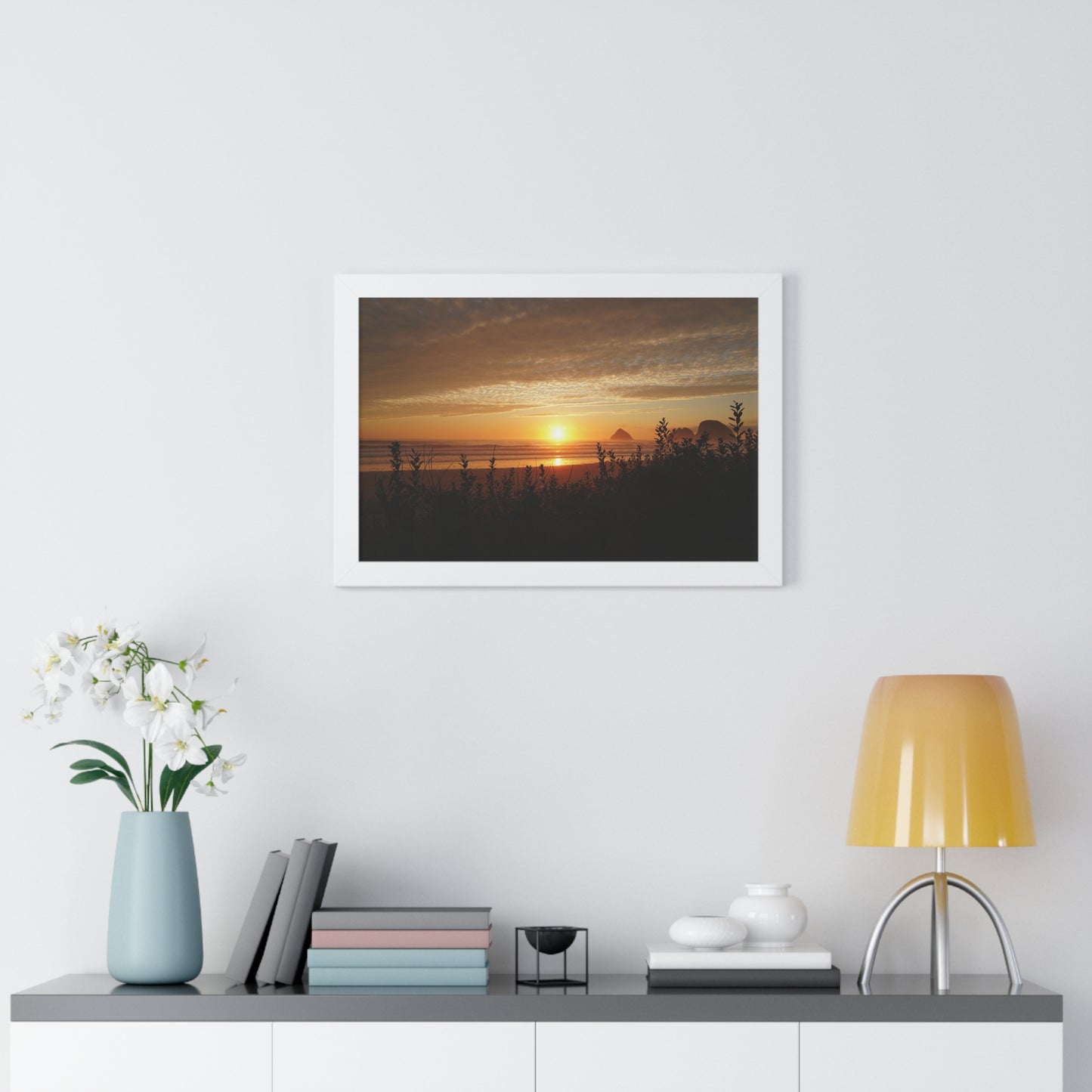 Framed Poster: Oregon Ocean Sunset