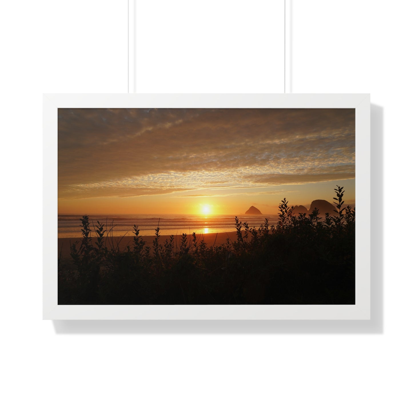 Framed Poster: Oregon Ocean Sunset