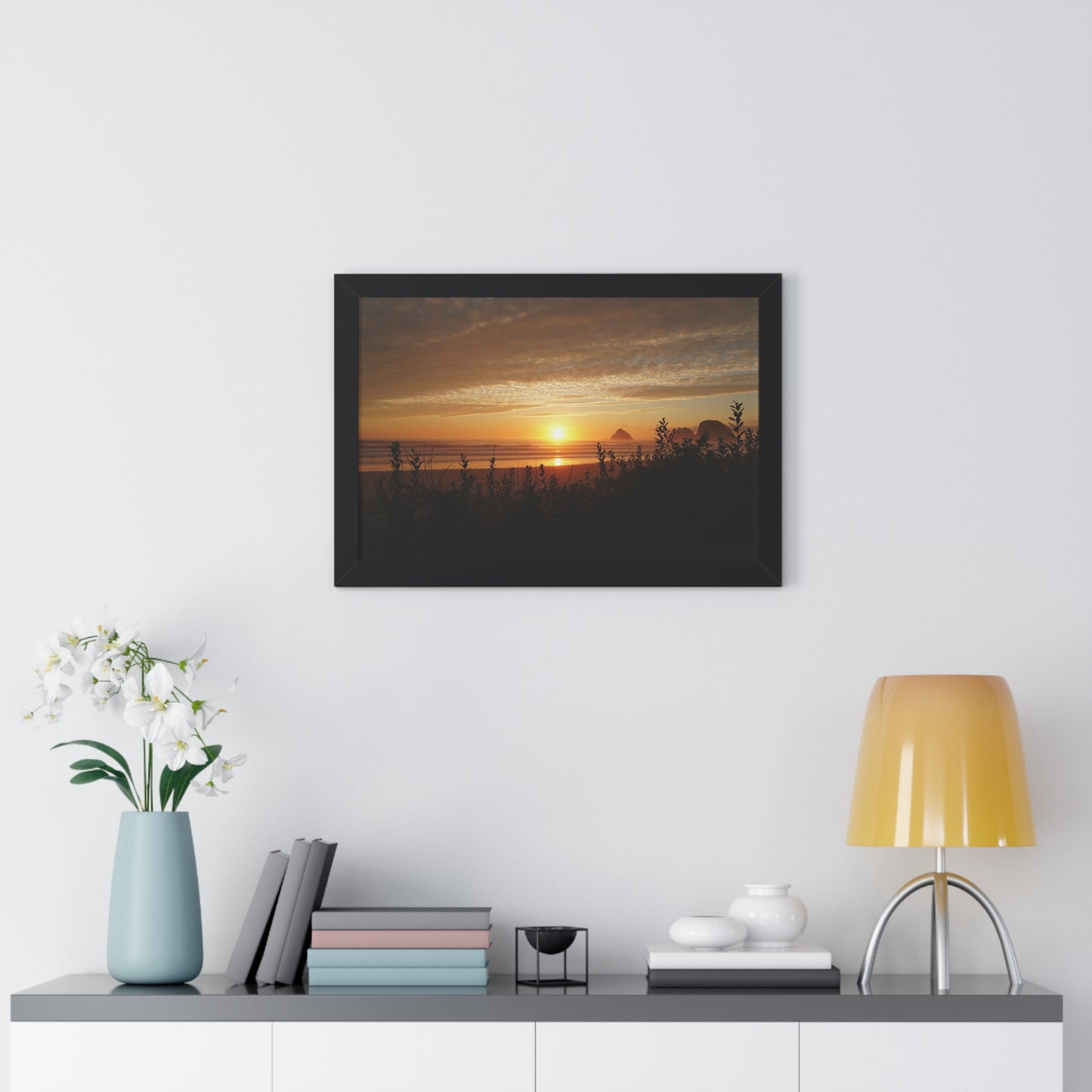 Framed Poster: Oregon Ocean Sunset