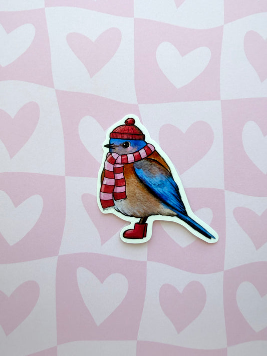 Cozy Bluebird Sticker
