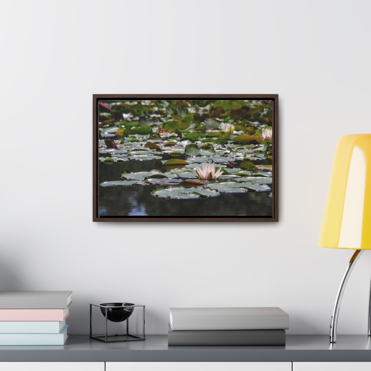 Framed Canvas - Peaceful Lily Pads and Lotus Flower