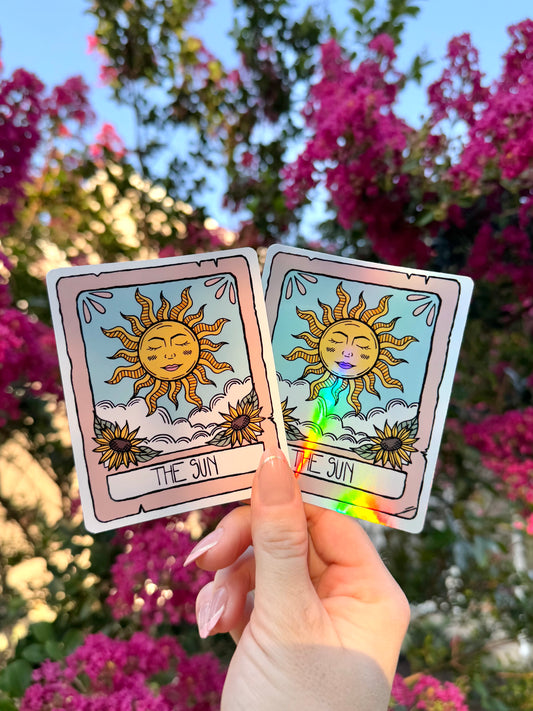 Sun Tarot Card Sticker (Glossy/Holographic)