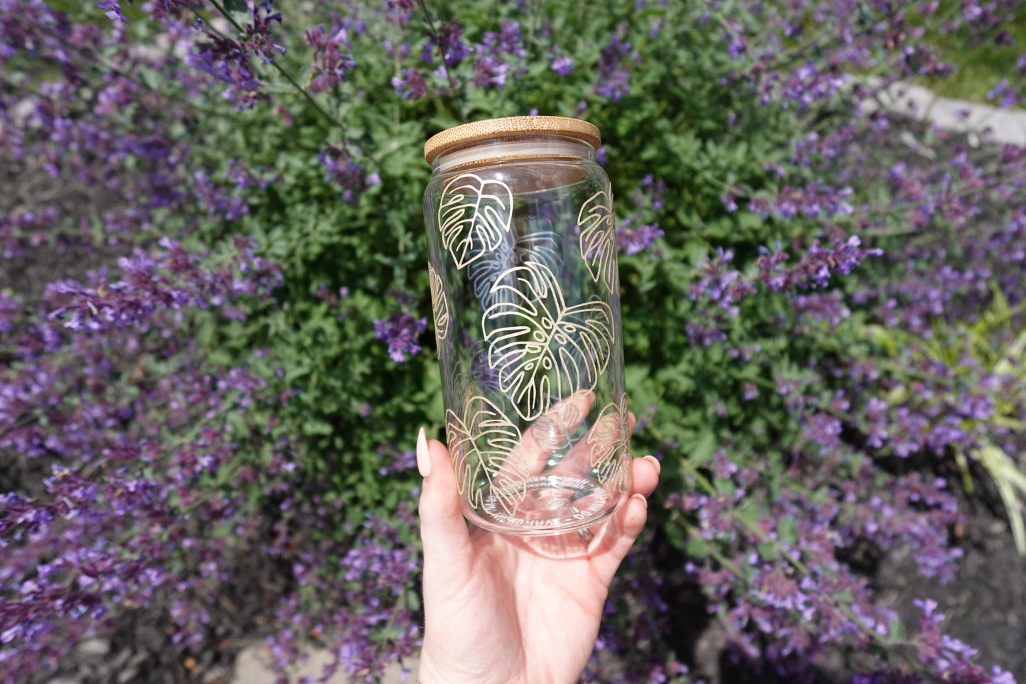 Monstera 16oz Glass Tumbler