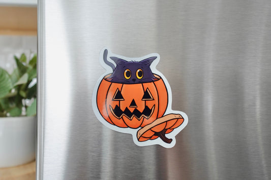 Jack-o’-lantern Cat Magnet