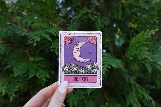 Moon Tarot Card Sticker (Glossy/Holographic)