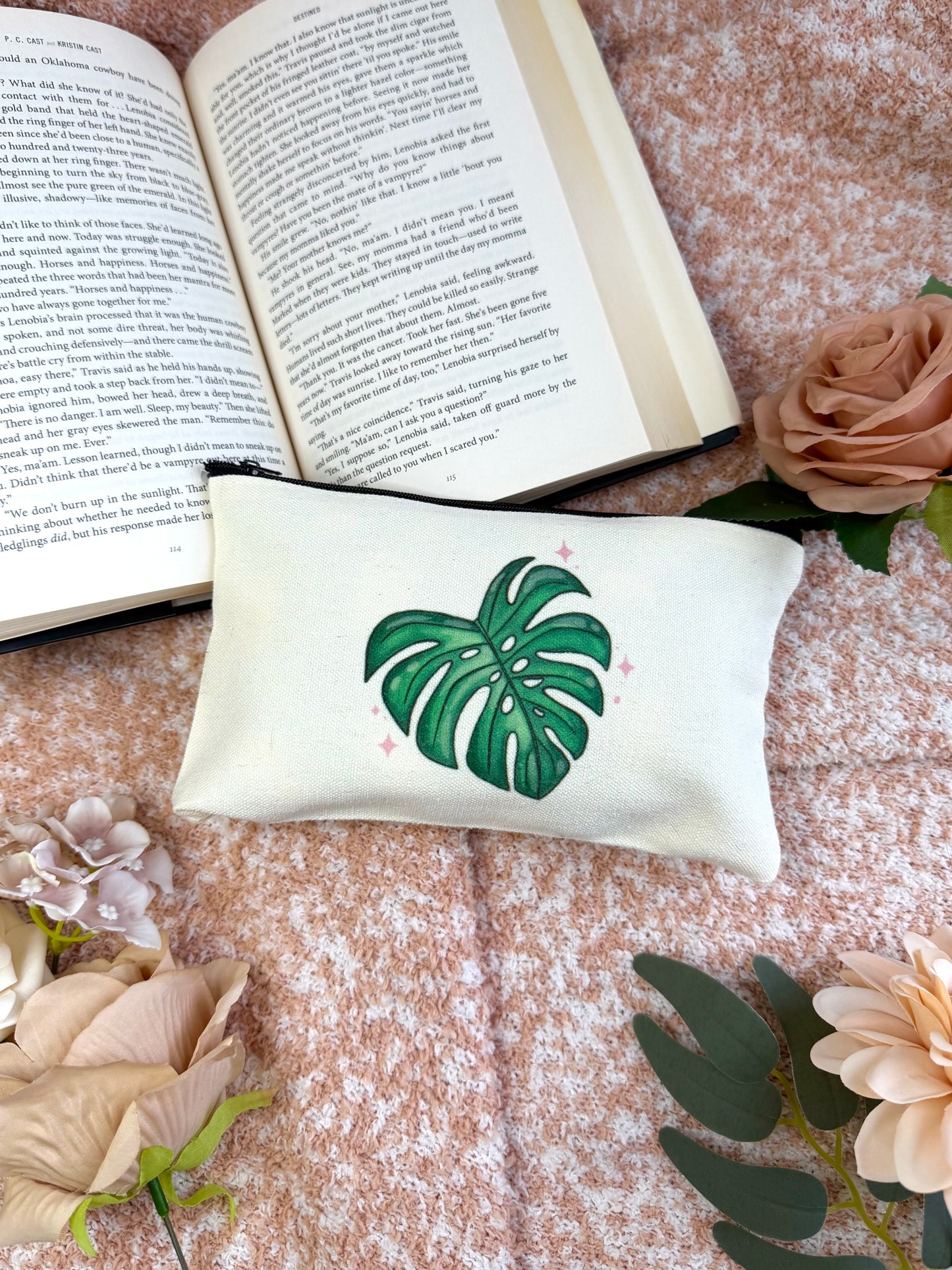 Monstera Zippered Pouch