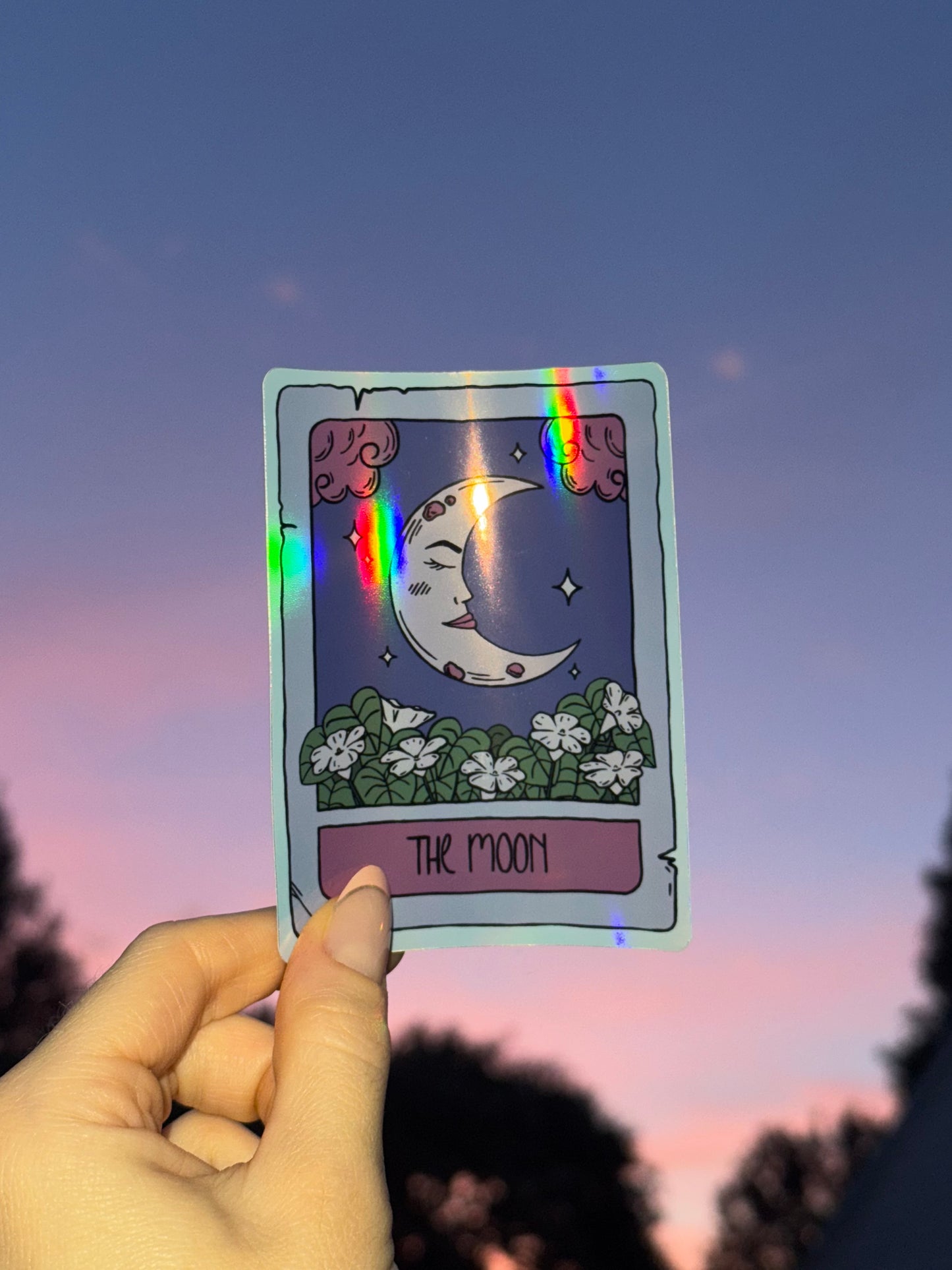 Moon Tarot Card Sticker (Glossy/Holographic)