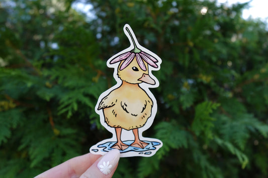 Flower Hat Duck Sticker